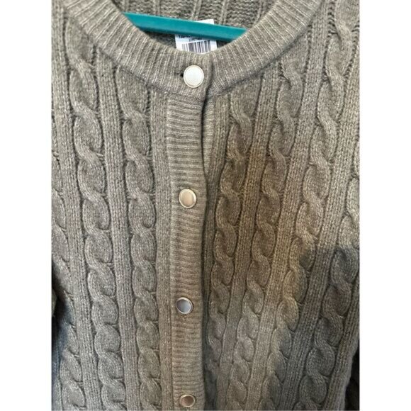 NWT Abercrombie & Fitch Cable Knit Green Gold Button Cardigan Sweater Size XXL - Picture 3 of 8